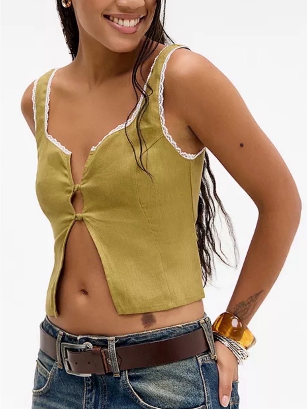 VRG GIRL LOVE LANGUAGE BUTTON FRONT TOP BLUSH - 8